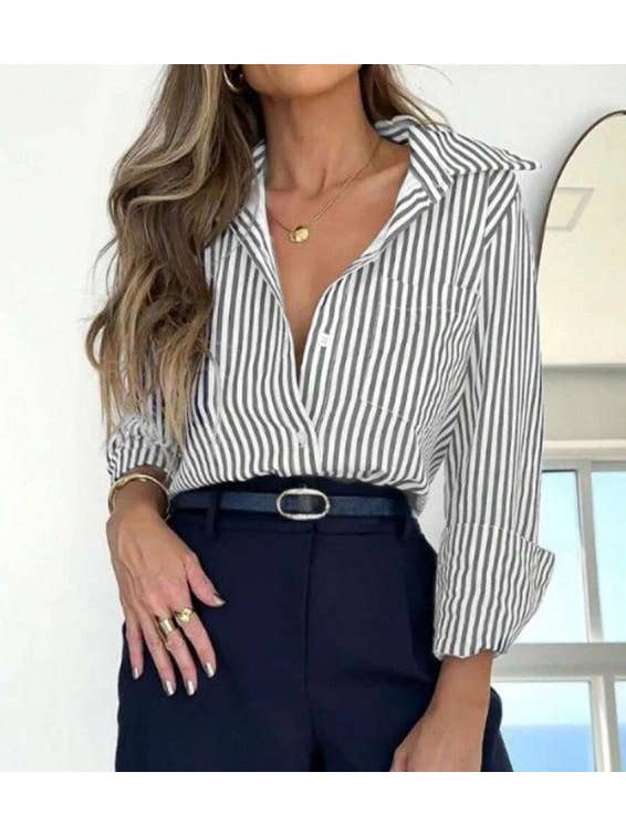 Rosa Clothing - Wholesale Shirt - Women's - Long-sleeved striped shirt7