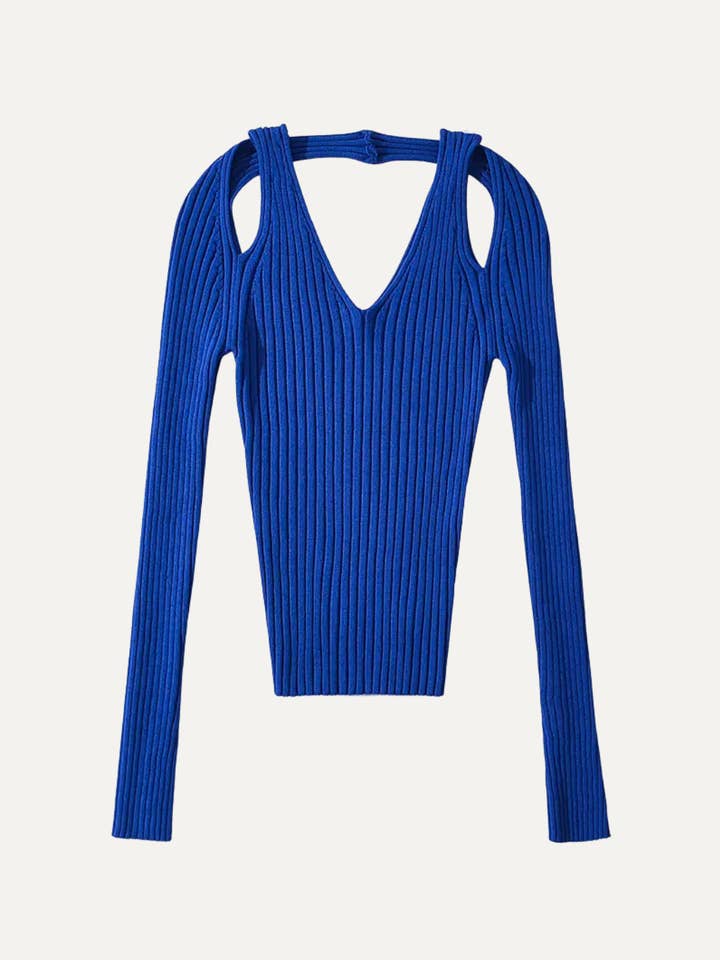 Puglia Rib Knit Top Cobalt Blue for wholesale by Jasmine Alexa