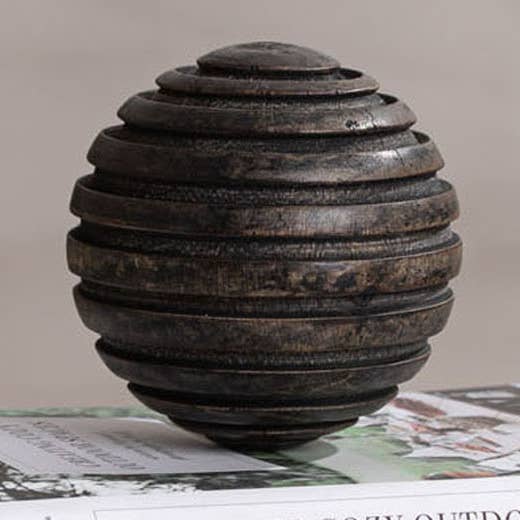 SALE - Bryant Black Wood Carved Western Deco Ball for wholesale by Foreside Home & Garden