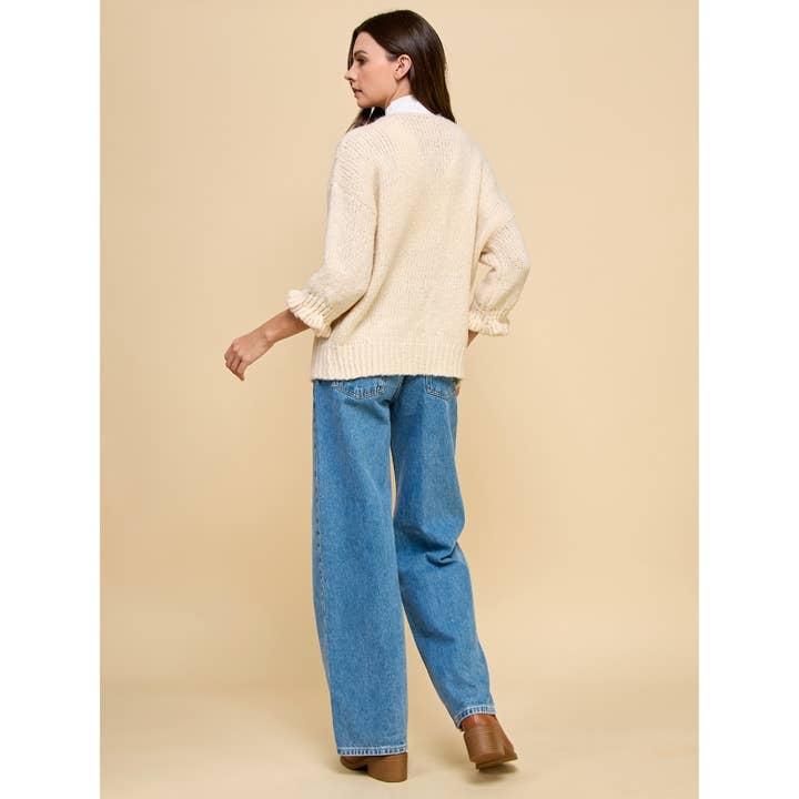 Veveret - Wholesale Cardigan - Women's - Knit Cardigan with Fornt Tie Ribbon 7