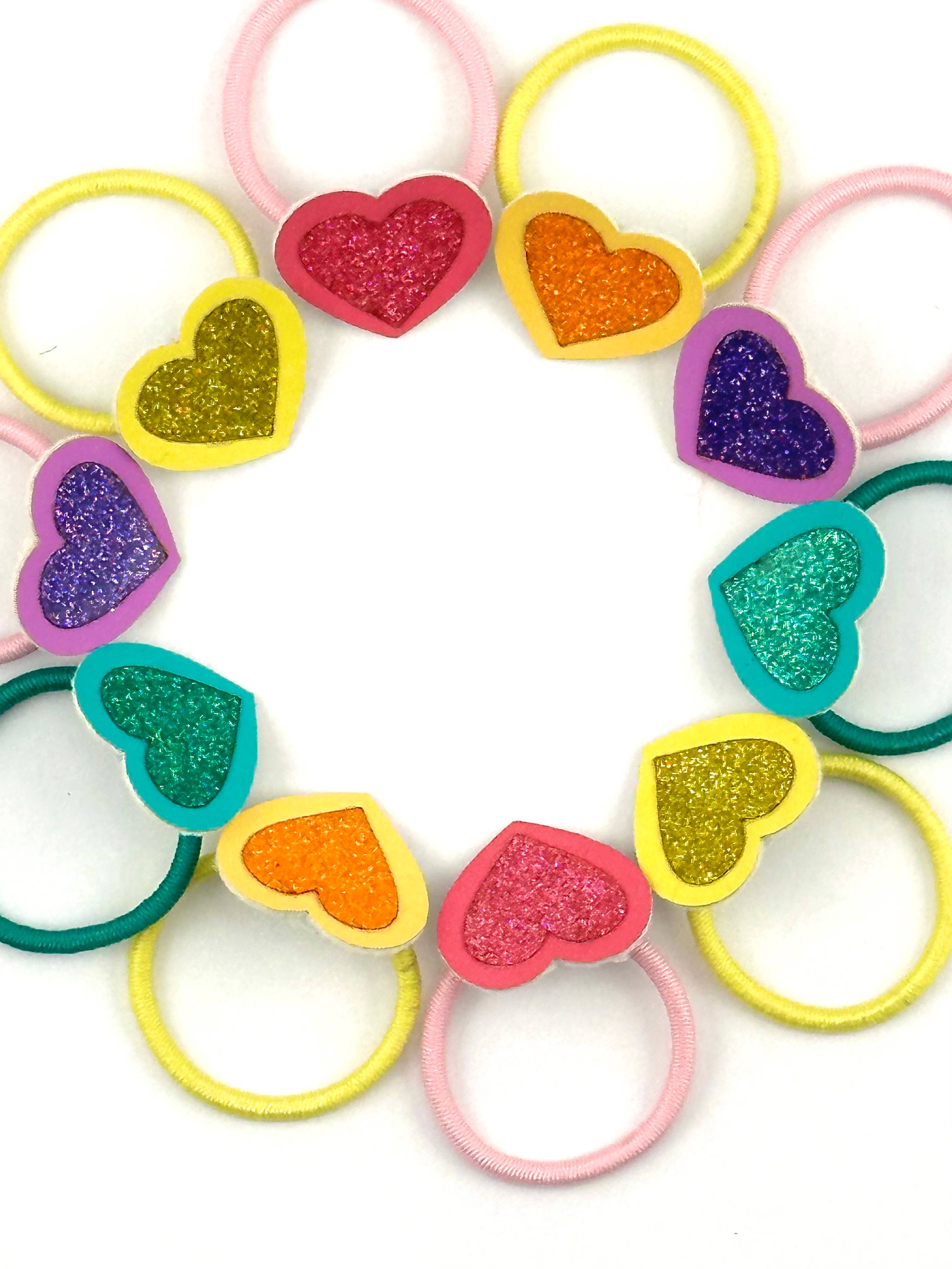 Bluebell Petite - Wholesale Hair Tie - Kids - Heart Glitter Hair Ties5
