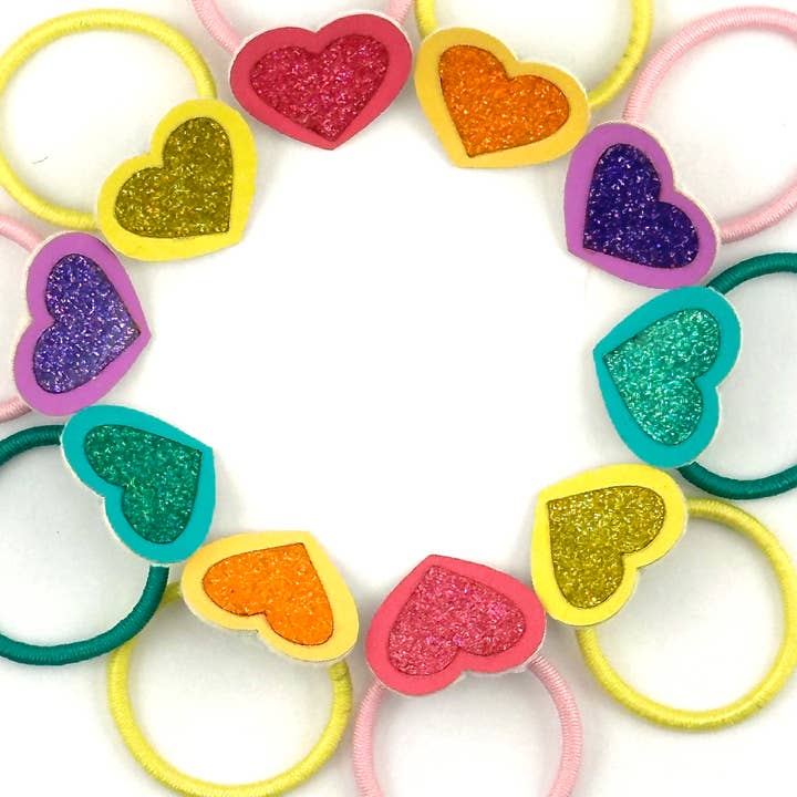 Bluebell Petite - Wholesale Hair Tie - Kids - Heart Glitter Hair Ties5