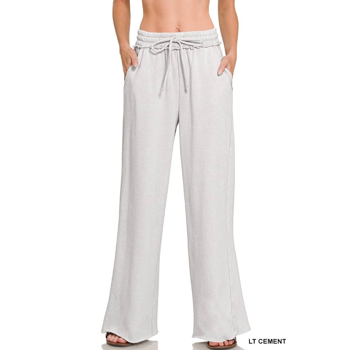 Apolline - Wholesale Pants - Women's - Acid wash fleece palazzo sweatpants with pockets8