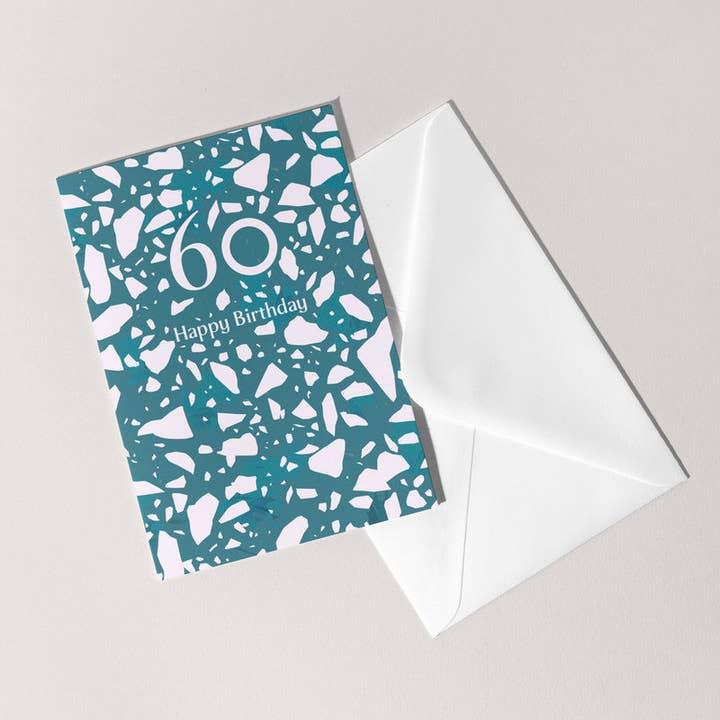 60 Terrazzo Birthday Card | Sixtieth Milestone Age for wholesale by Feel Good Supplies