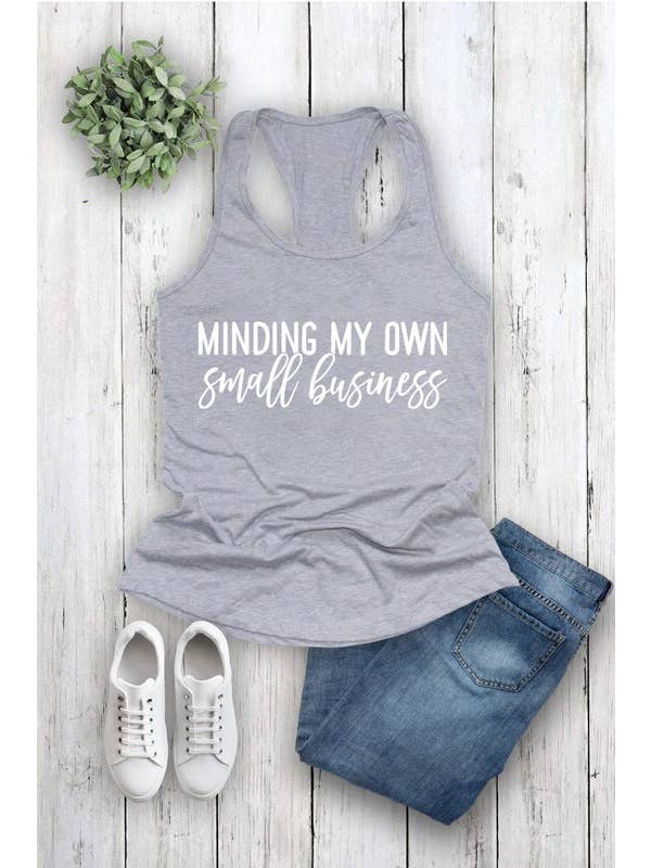 Top Avenue - Wholesale Tank Top - Women's - Fit Racerback Top - Minding My Own Small Business Print10