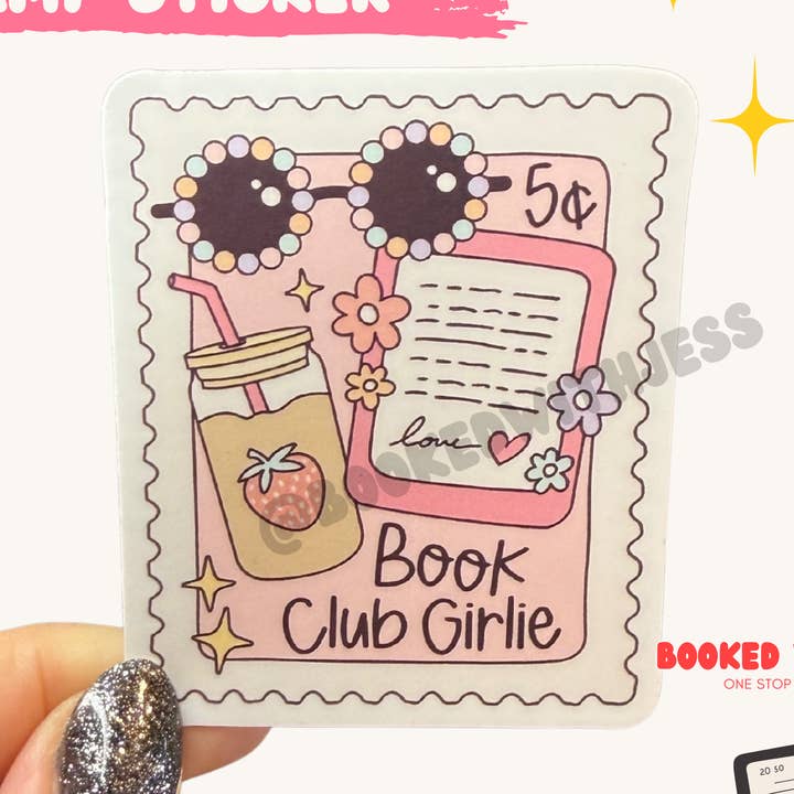 Book Club Girlie Stamp Sticker for wholesale by Booked with Jess
