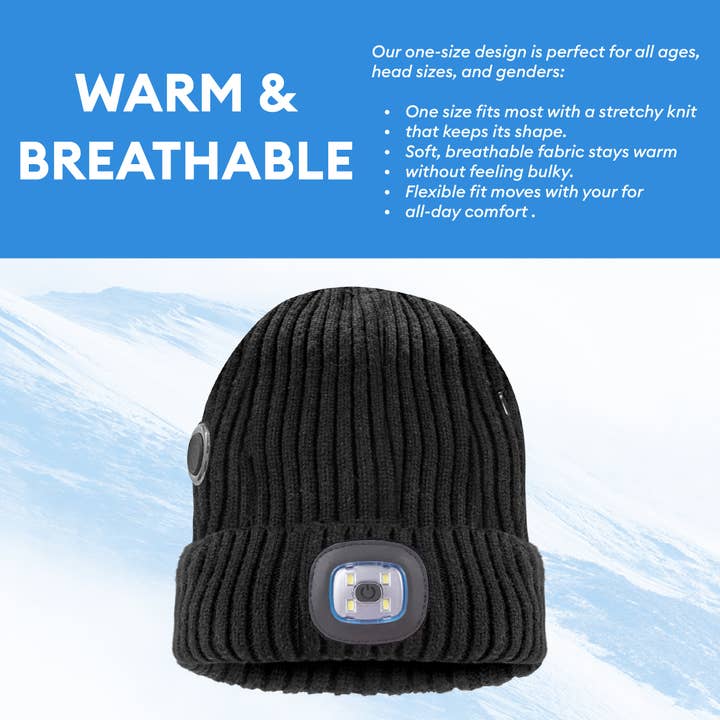 Uncanny Brands - Wholesale Beanie - Unisex - Therahaus by Therapedic Heated Beanie Hat with LED Headlight4