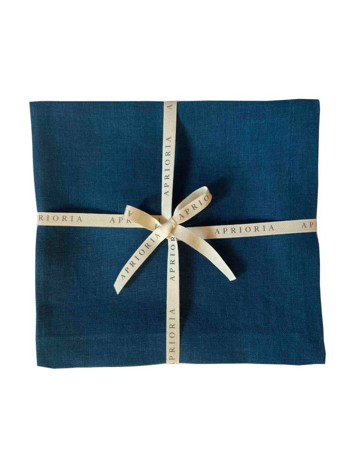 100% Pure Linen Napkins, Set of Two, Dark Blue for wholesale by Aprioria