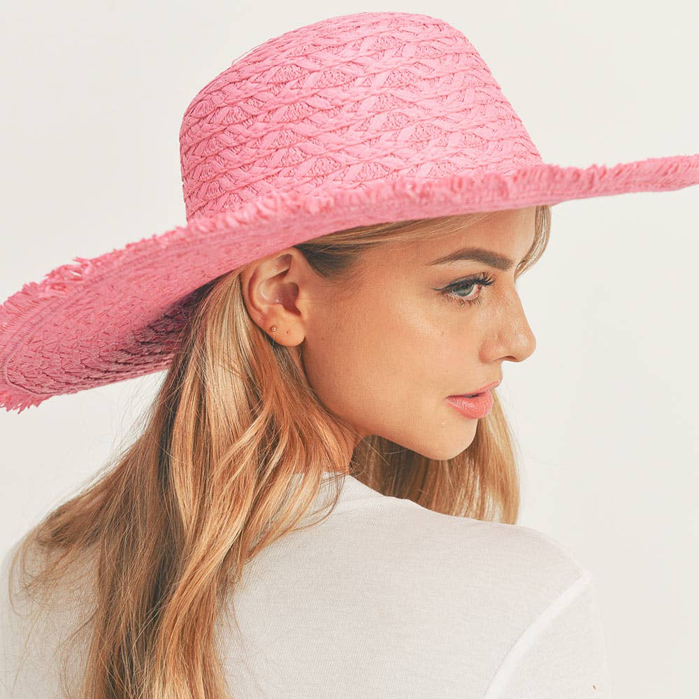 Sensibling Corp. - Wholesale Straw Hat - Women's - Trim Detailed Solid Straw Sun Hat
13