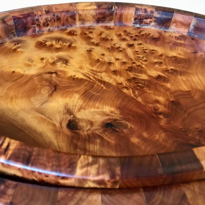 AtlasPerles – wholesale Decorative tray – Set of 3 Moroccan Large Thuya burl Wood Oval Serving Trays,Dining & Serving natural luxury table,plate,decorative serving dish plate,trays3
