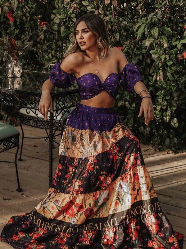 Leslie Multi-Color Maxi Twee Set Liefde Heelt Violeta voor wholesale door The Steven Wick Company