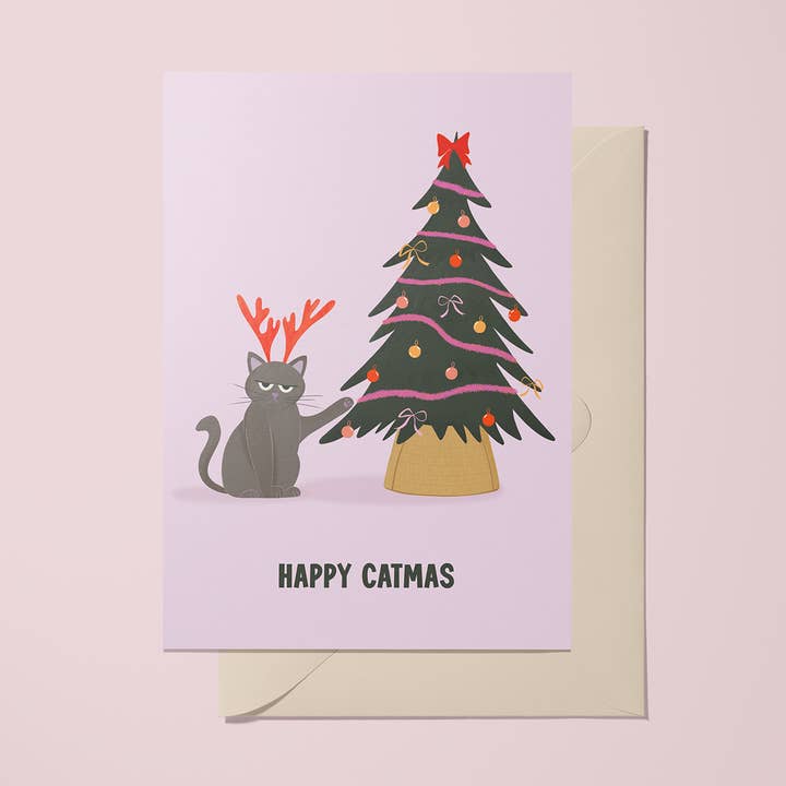 KARTE "FROHE KATZENWEIHNACHTEN" für den Großhandel von Happy Blooming