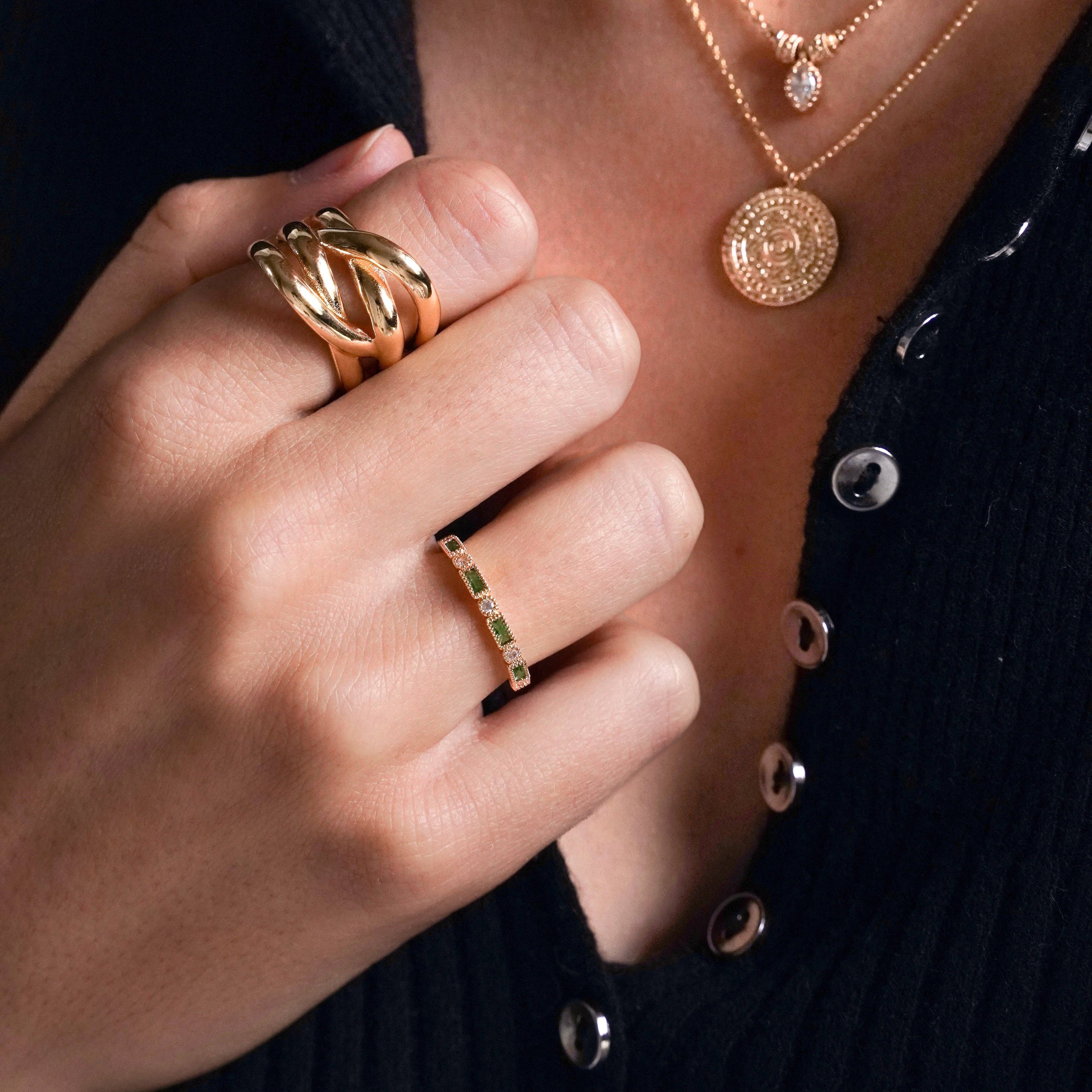 Meora Paris - Wholesale Multi-Stone Ring - Oasis ring 18k gold plated1