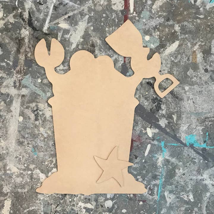 DIY Craft Blank - Wood Shape- Crab in a Sand Pail for wholesale by Studio 29 Eleven