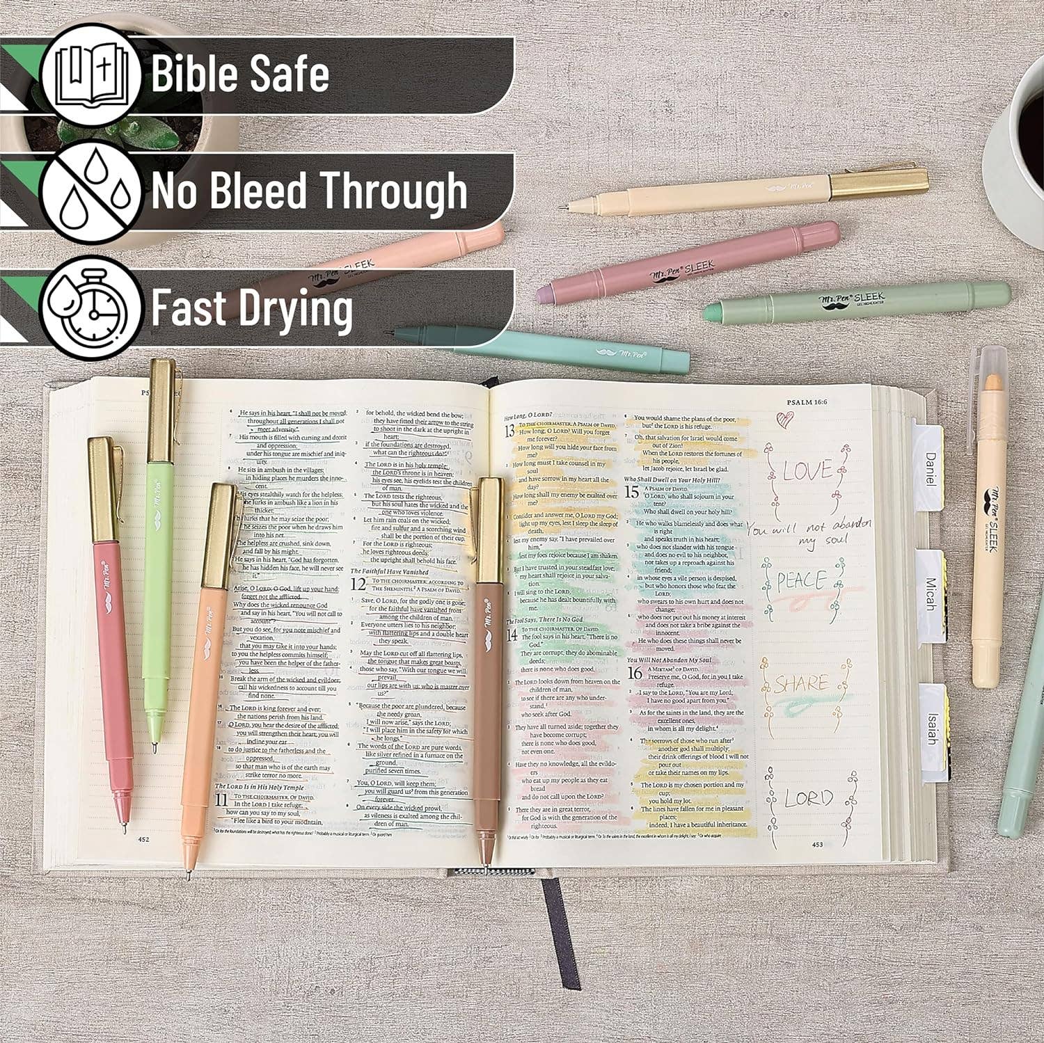 Mr. Pen - Vente Surligneurs - Mr. Pen Lot de 12 Surligneurs Gel et Stylos Pastel - Sans Transfert2