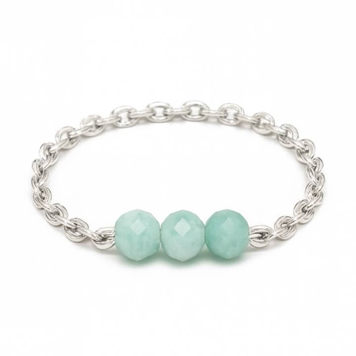 Anillo de cadena – 3 perlas facetadas en piedras naturales para venta al por mayor de Clary Scott Paris