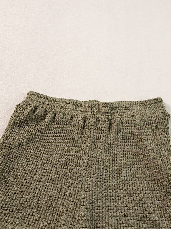 Laurel Green Fringe Trim Textured Short Two Piece Set for wholesale on Faire5