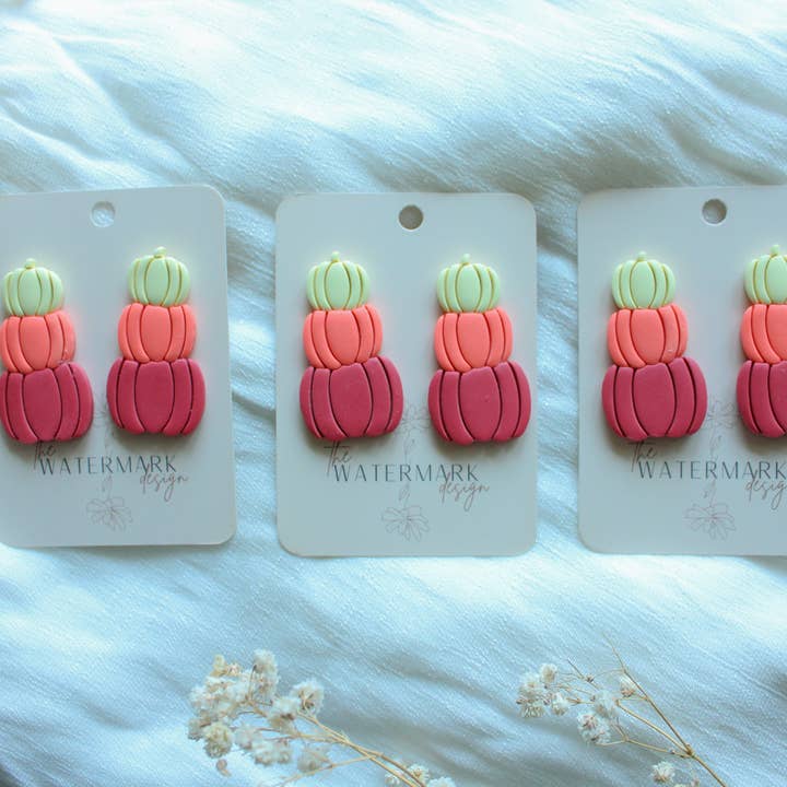 Halloween - Roze & Botergele Kalebas Oorbellen voor wholesale door The Watermark Design