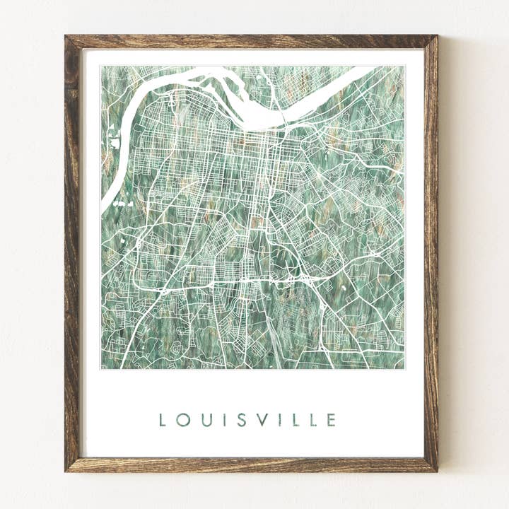 Louisville Kentucky Painted Map - ART PRINT for wholesale by Turn-of-the-Centuries