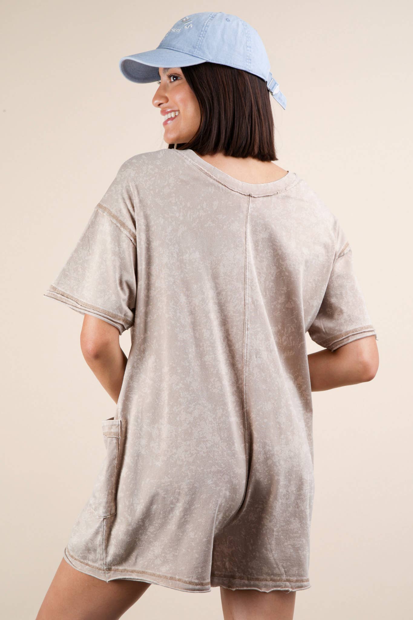 VERY J - Venta al por mayor Peto - Mujer - Mameluco casual de punto extragrande lavado NP70740-Mineral23