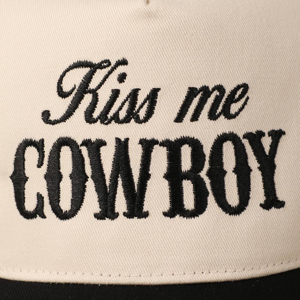 Fashion City – wholesale Trucker hat – Unisex – Kiss Me Cowboy Embroidery Two-Tone Cap3