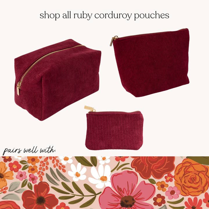 Elyse Breanne Design – wholesale Pouch – Unisex – Ruby Corduroy Carry-All Pouch3