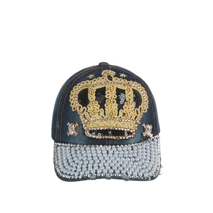 Handbag Factory Corp - Wholesale Baseball Cap - Women's - Skull and Crown Denim Cap1