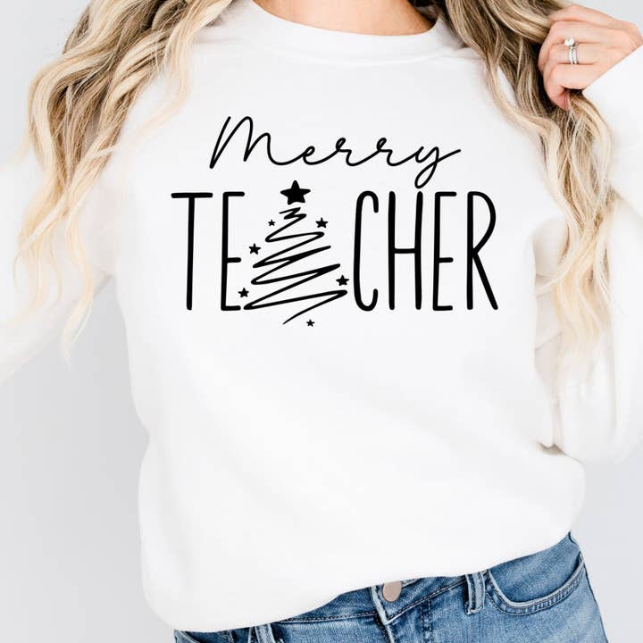 Vrolijke Leraren Kersttrui Minimalistische Feestdagen voor wholesale door Pecan Creek Designs