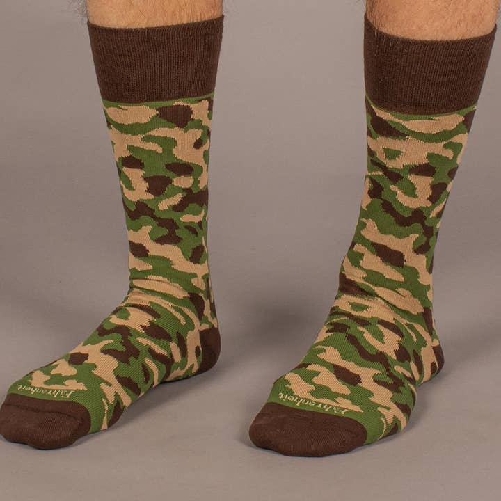 Chaussettes ras du cou en coton pour hommes | Camouflage vert pour la vente par Fahrenheit