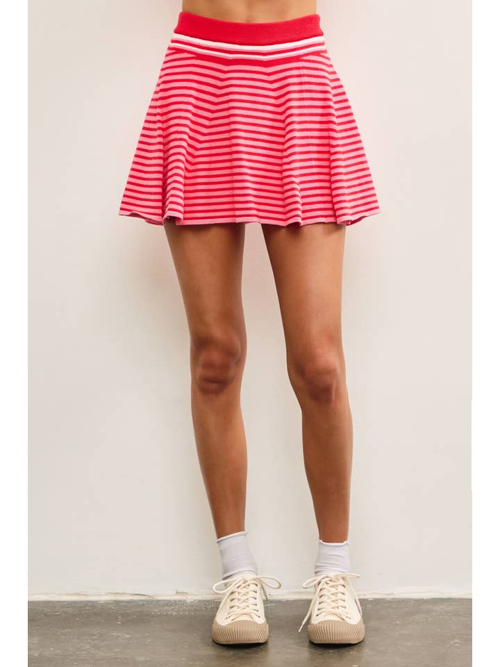Mustard Seed - Wholesale Skort - Women's - STRIPED FLARE SWEATER SKORT