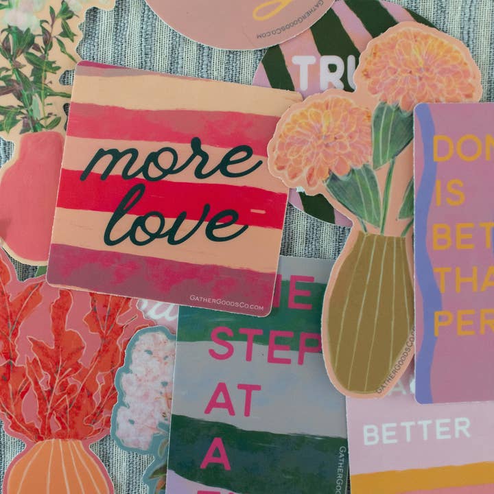 Gather Goods Co - Cards, Coasters, Tea Towels, Art, Mugs - Wholesale Sticker - Done is Better Than Perfect Sticker1