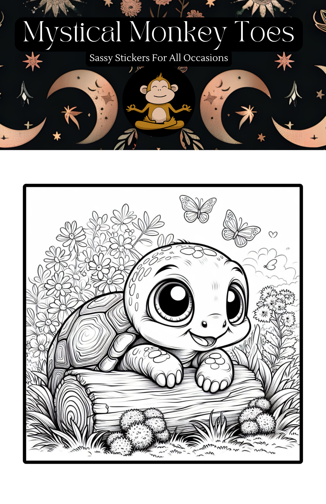 Mystical Monkey Toes - Vendita all'ingrosso Libro da colorare e attività - Adulti - Adorabili fogli da colorare con tartarughe e pastelli impilabili1