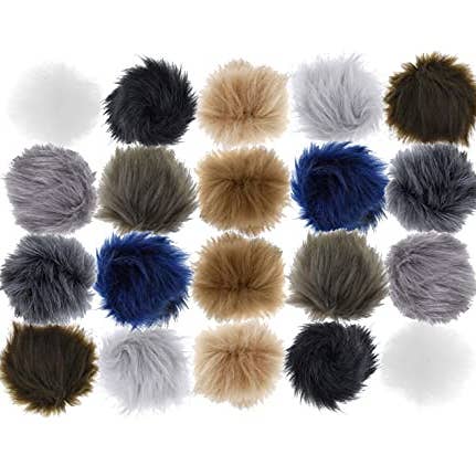 Mandala Crafts - Wholesale Pom poms - 20pc Faux Fur Pom Pom Balls - 10 Colors, 3in