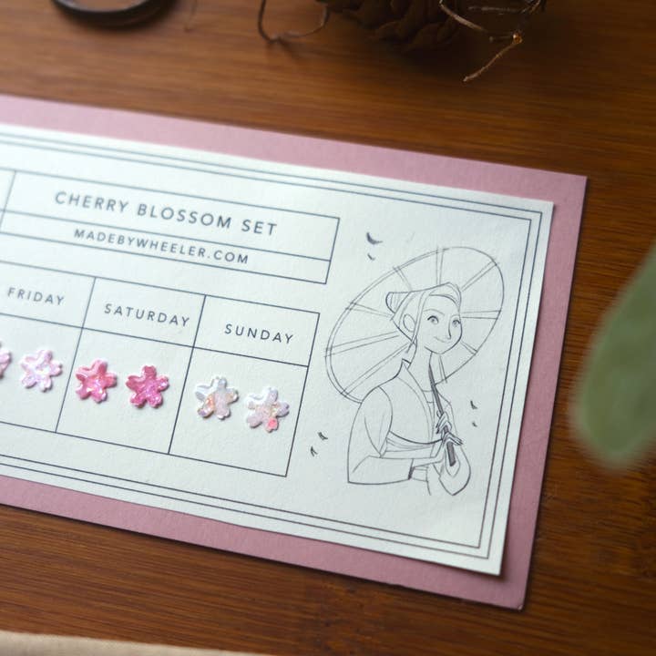 Made by Wheeler - Wholesale Sieradenset - Set met ophangbare oorbellen Cherry Blossom2