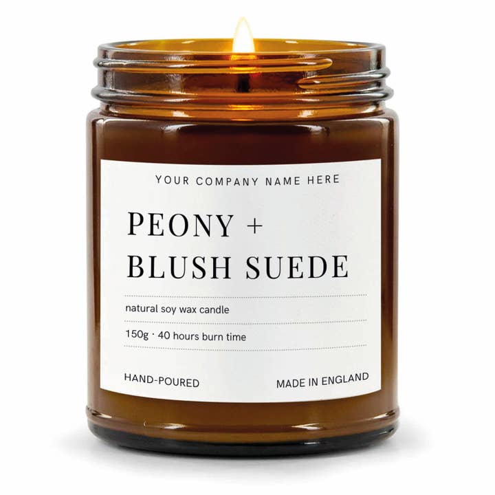 Candle Drop – wholesale Jar/filled candle – Label Style 5 | Wholesale White Label Soy Candle | Amber Jar2