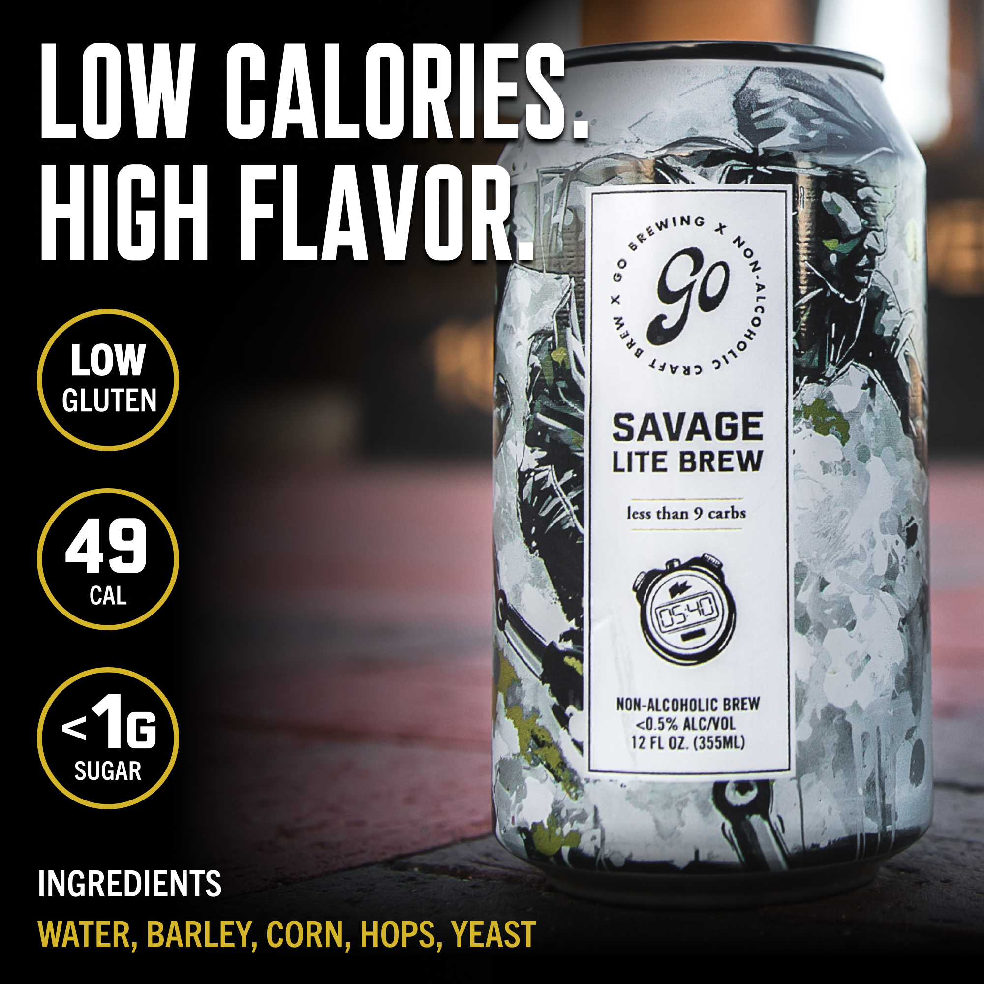 Go Brewing - Wholesale Non-Alcoholic Beer - Go Brewing Savage Lite Brew - 24 Pack - Non Alcoholic Beer2