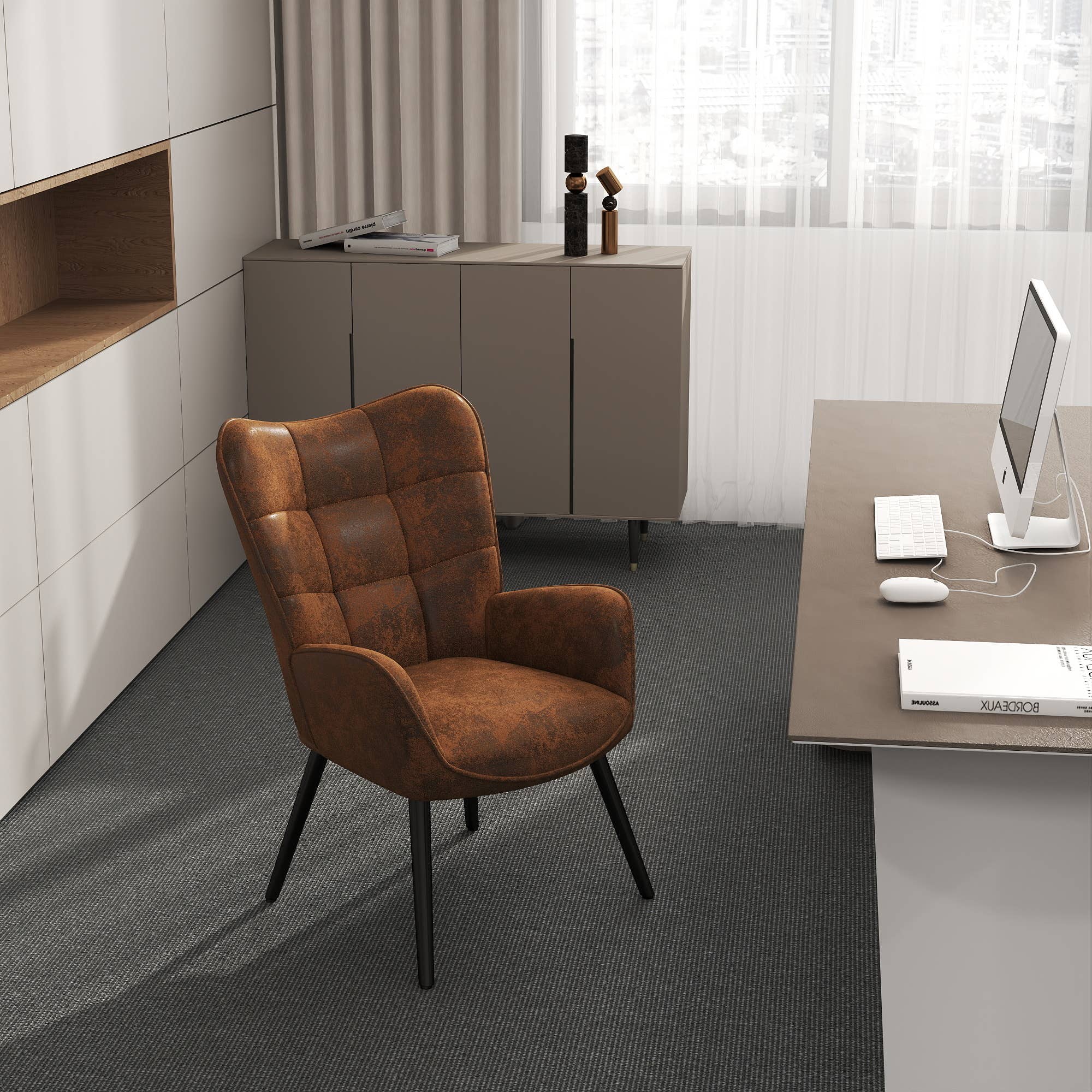 HOMYCASA DESIGN INC - Wholesale Chair - Modern Tufted Accent Chair with Suede Finish in Brown9