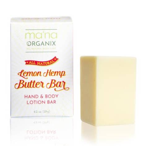 Ma'na Organix- All Natural Lemon Hemp Butter Lotion Bar for wholesale by MA'NA ORGANIX