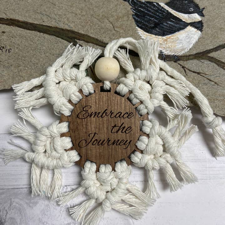Macrame Christmas ornament - embrace the journey for wholesale by Chickadee Creations