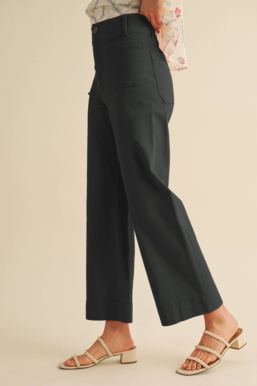&MERCI - Wholesale Pants - Women's - HIGH WAIST CROPPED WIDE LEG PANTS MP330329