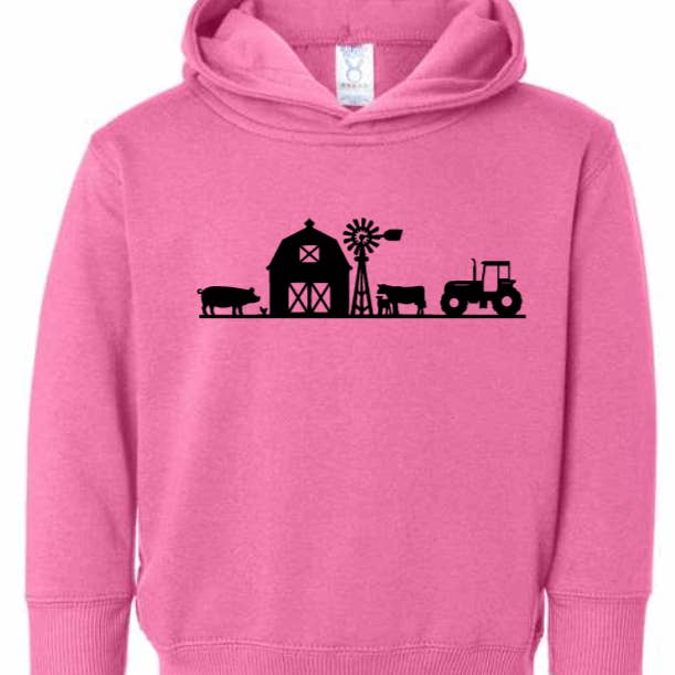 Sudadera con capucha para niños escena de granja C5 para venta al por mayor de Tron Tron Graphic Wear