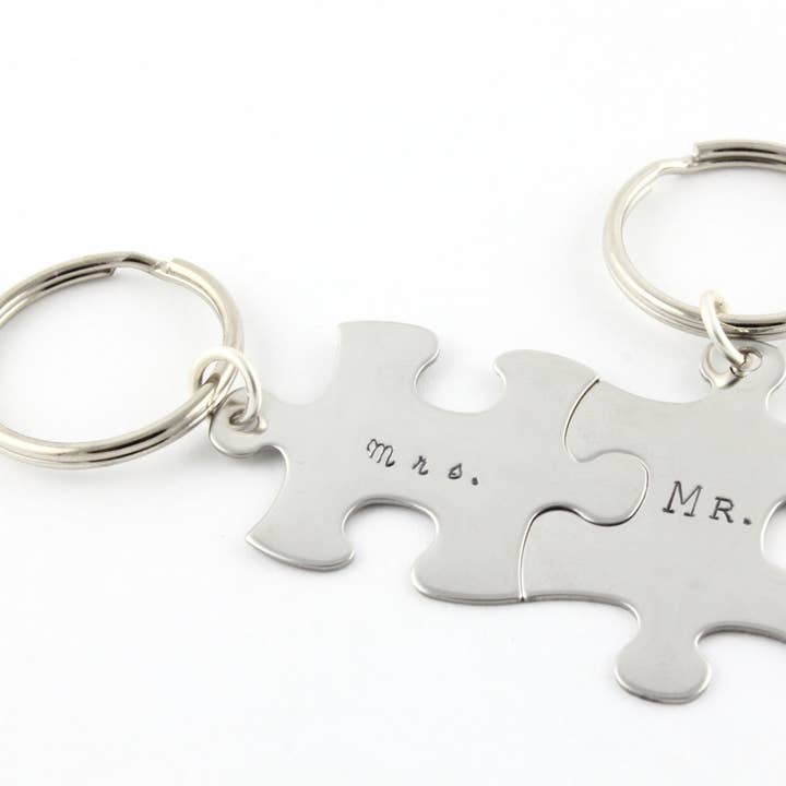 Llavero rompecabezas personalizado para parejas para venta al por mayor de The Silver Diva