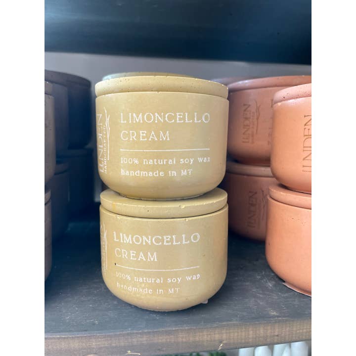 Linden Handcrafted - Wholesale Jar/Filled Candle - Limoncello and Creme Concrete Candle1