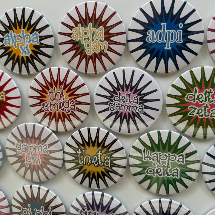 Sorority 3" Button - Colorful Burst Design for wholesale by Buttongirl99