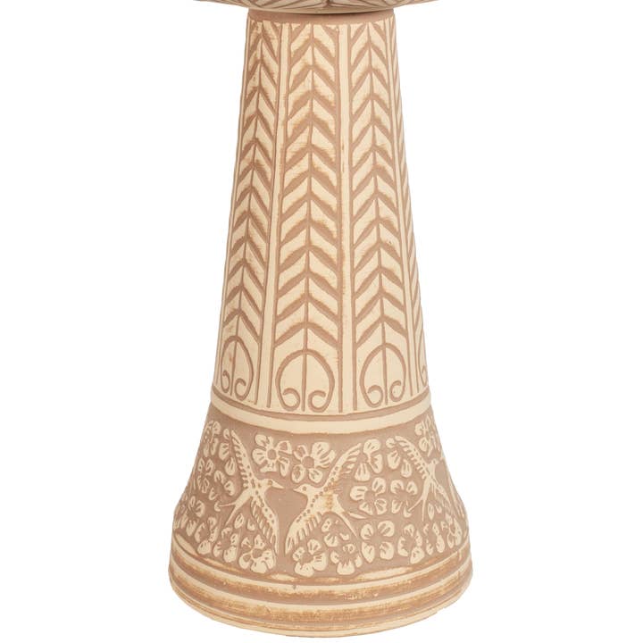 Burley Clay - Wholesale Bird Bath - Summer Garden Pedestal - Loam Brown