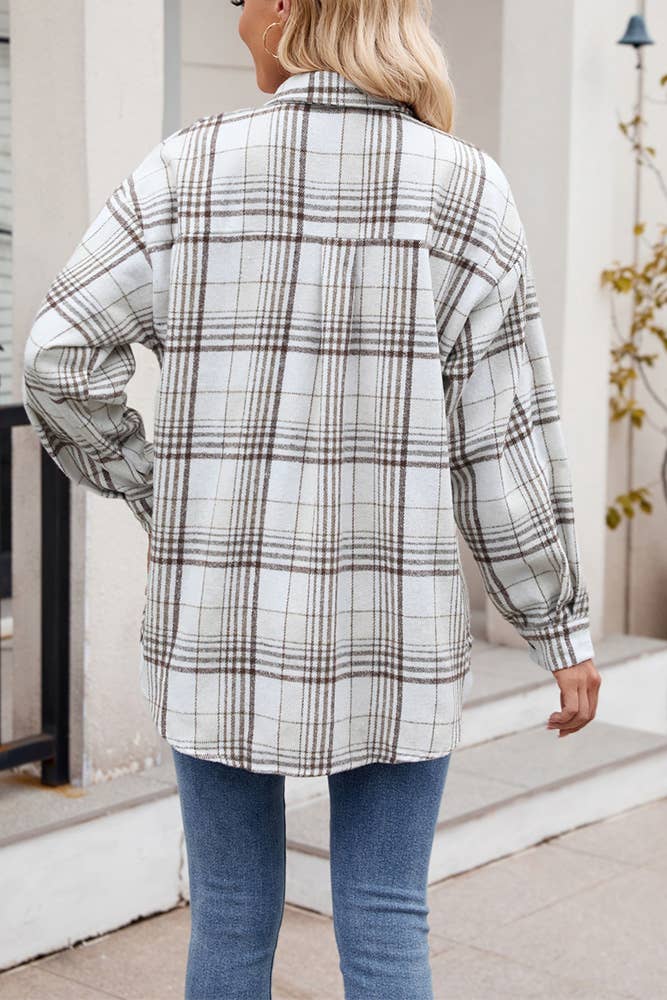 UNISHE - Wholesale Overhemd met knopen - Dames - Fall Flanellen geruit overhemd met knoopsluiting en zak MD1368