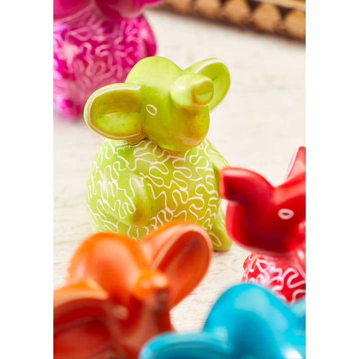 Namaste - Wholesale Decorative Figurine - Soapstone Decorated Sitting Elephant2