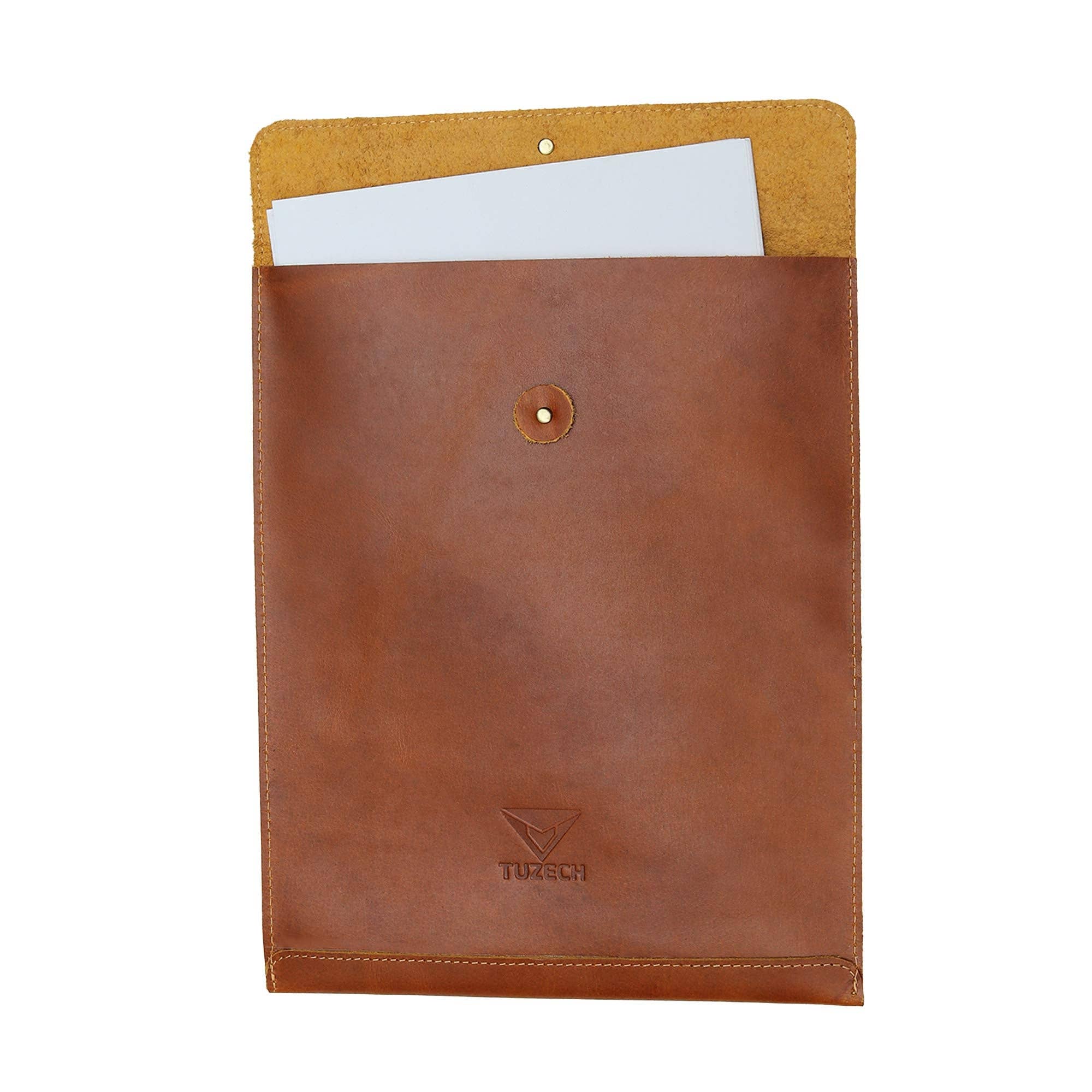 Tuzech Leather - Wholesale Envelopes - Leather Document Holder Mailing Envelope,Office & Work Resume Sales Portfolio Binder Folder-Interview/Legal Document Organizer Handmade (12.5 inches)3