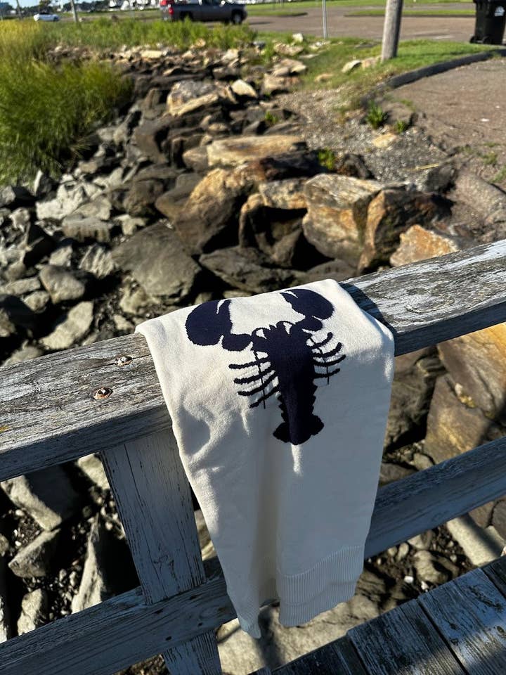 Hadley Sweater - Cream with Navy Lobster for wholesale by NAVY JANE