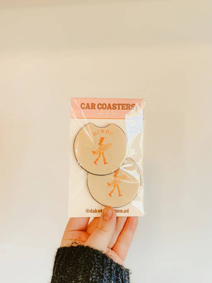 Howdy Beach Car Coasters for wholesale by Dakota Scents Co
